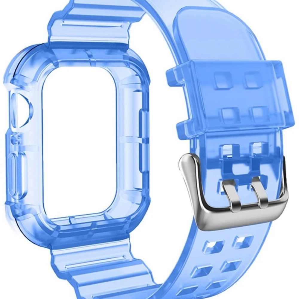 Blue watch band and case compatible with Apple Watch 42, 44, 45